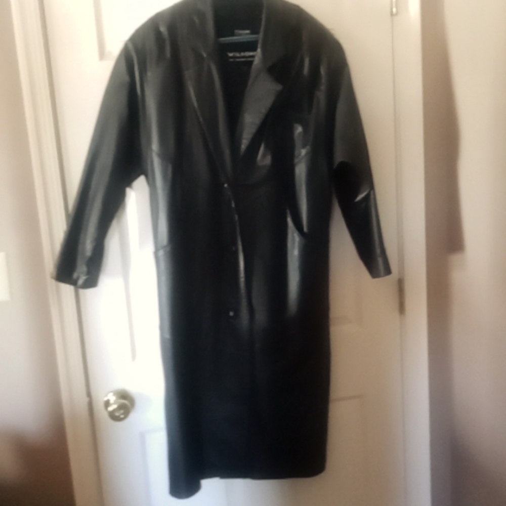Black Wilson's Leather Calf Length Coat